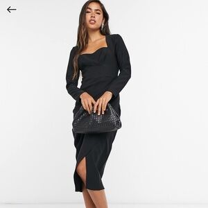 ASOS midi Elegant Black Long Sleeve Dress